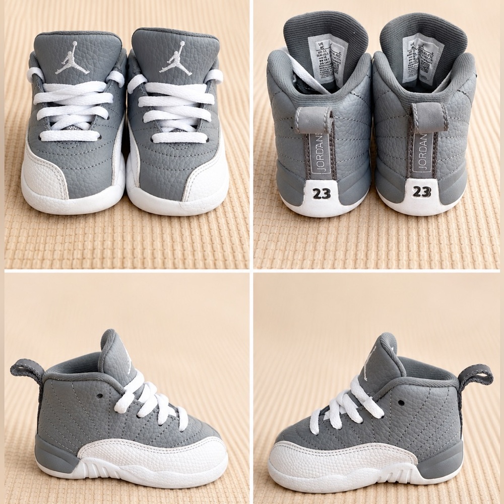 Jordan 12 Retro “Stealth” — Toddler Size 4C 🩶🤍